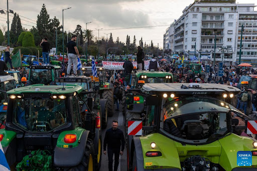 Greek Farmers Roll Tractors to Parliament, Demanding Financial Respite